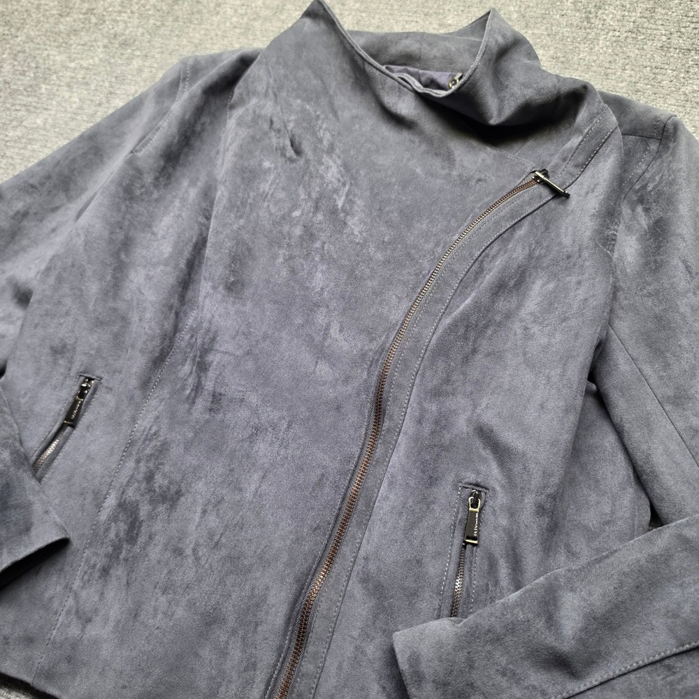 BCBGeneration Gray Faux Suede Asymmetric Zip Moto Jacket XL B523547G74
